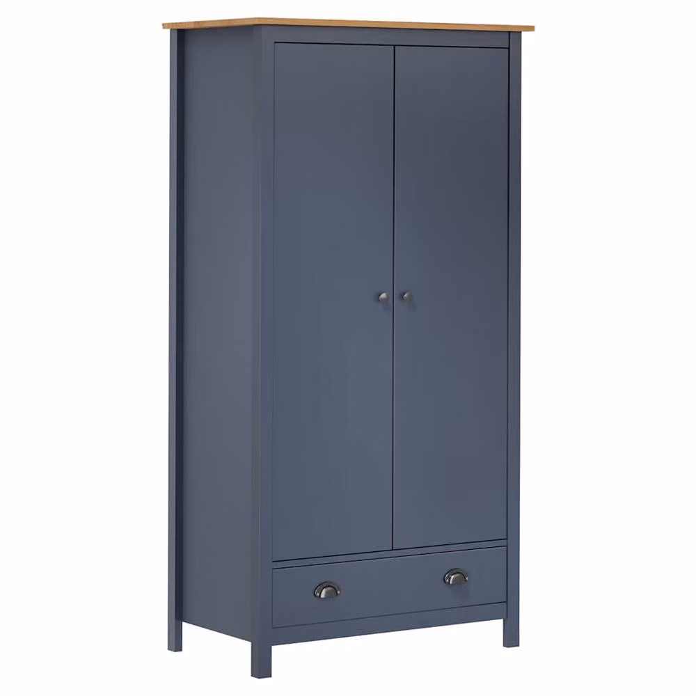 Berkfield Home Modern 2-Door Wardrobe in Hill Grey, Solid Pine Wood, W/D/H: 89 x 50 x 170 cm – 2