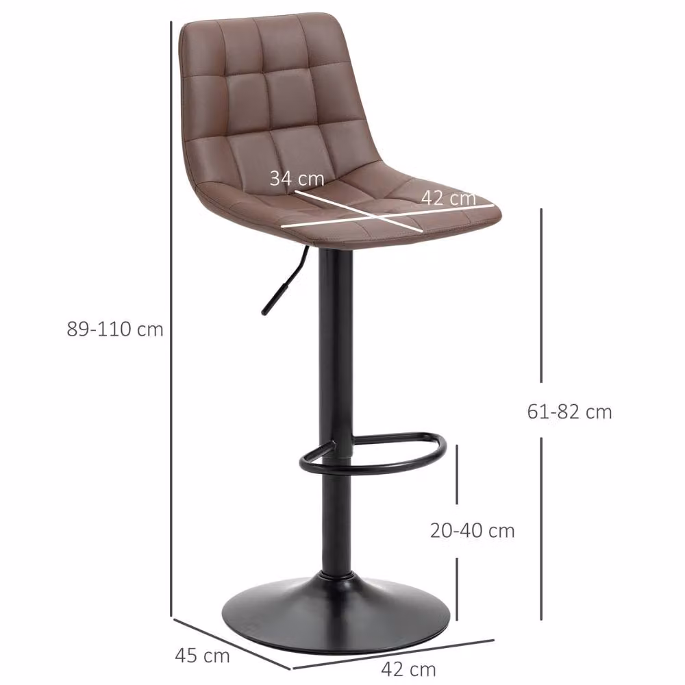 Wyld Haus Ninora Set of 2 Brown Tufted Faux Leather Swivel Bar Stools – 4