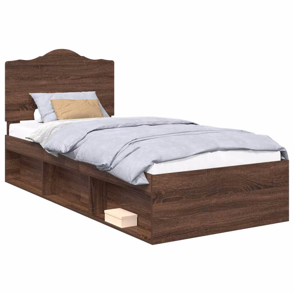Berkfield Home Modern Bed Frame with Headboard and Drawers in Brown Oak, W/D/H: 100 x 200 cm – 2
