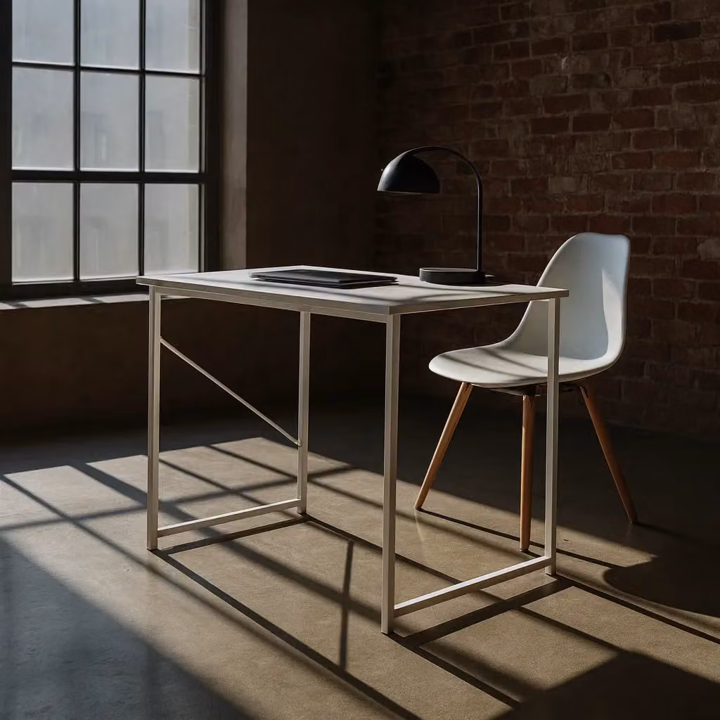Harbour Housewares Wooden Computer Desk with White Tubular Steel Frame – 4