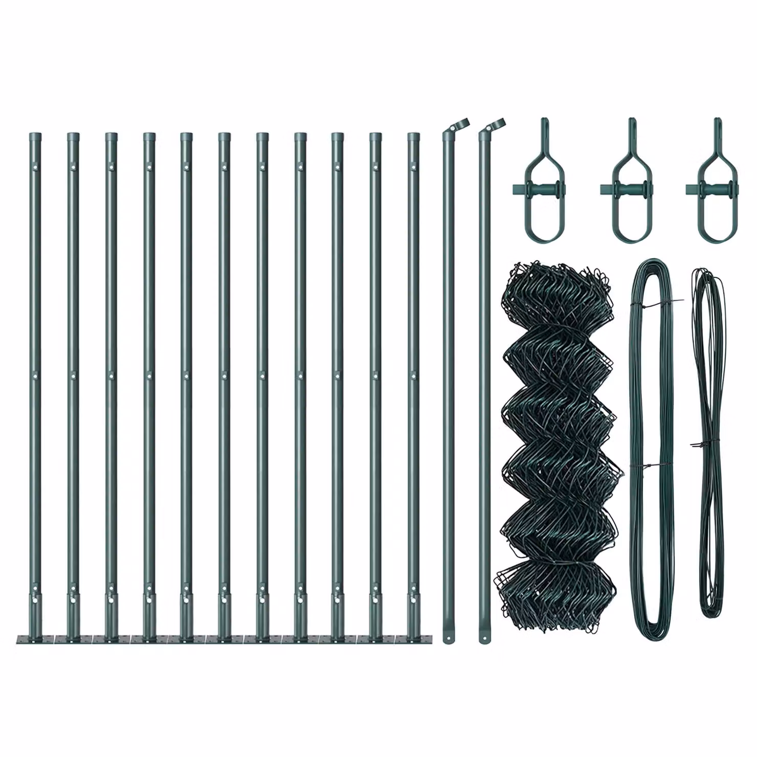 Berkfield Home Green Galvanised Steel Chain Link Fence with 13 Flanged Posts, W: 0.4 m, L: 25 m – 2