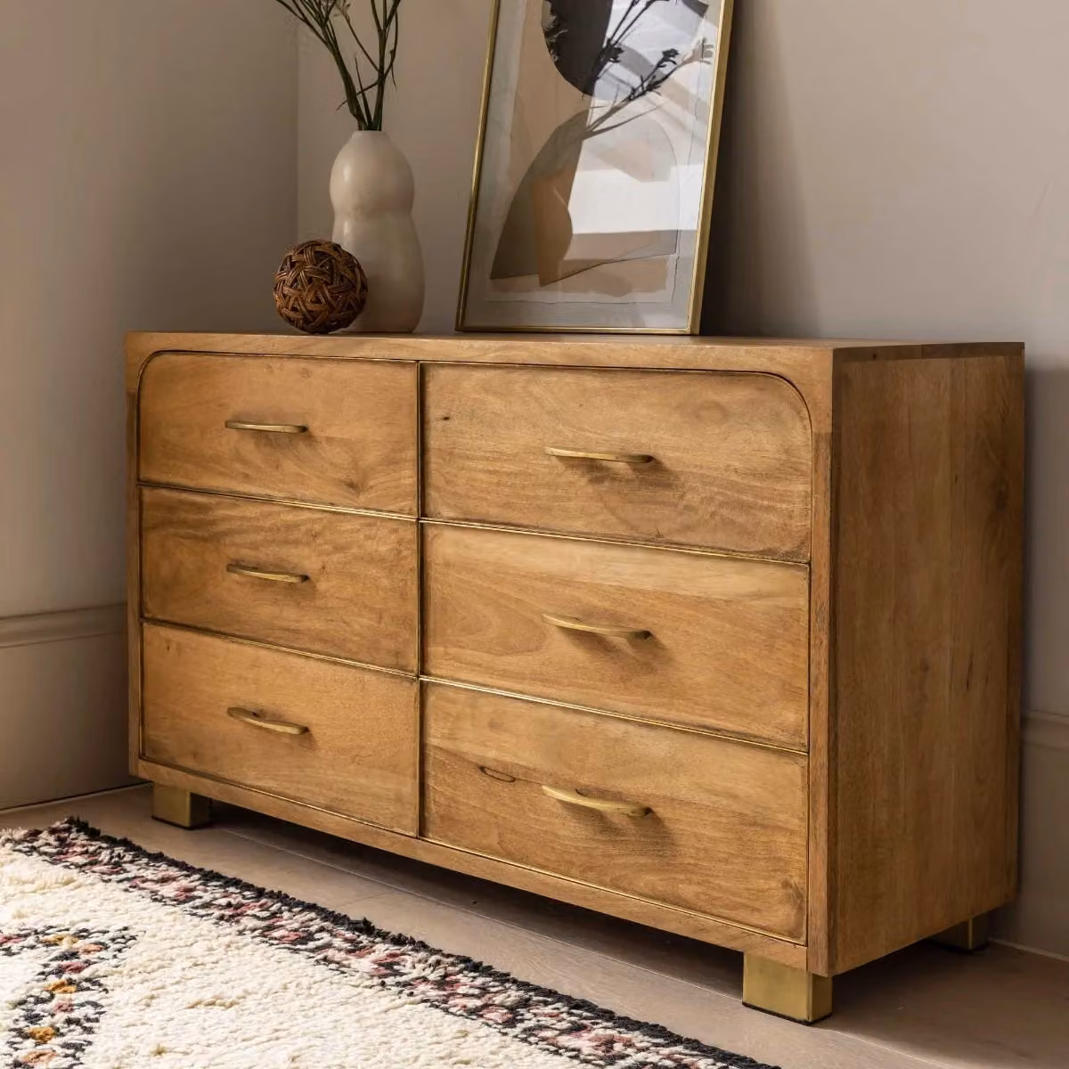 Atkin and Thyme Miro 6 Drawer Chest in Brown Mango Wood