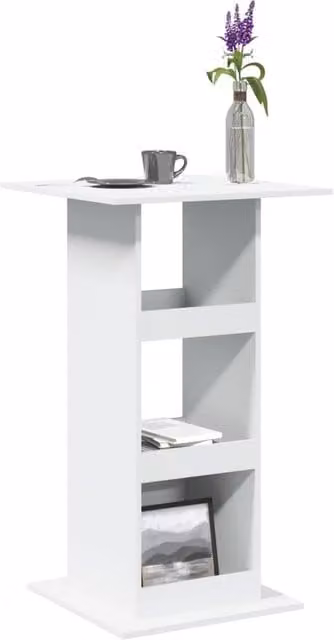 Berkfield Home Modern White Bar Table with Storage, W/D/H: 60 x 60 x 102 cm
