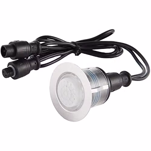 Loops Outdoor PIR Presence Detector and Photocell Sensor for Recessed Decking Lights in Silver Stainless Steel and White Plastic, IP67 Rated