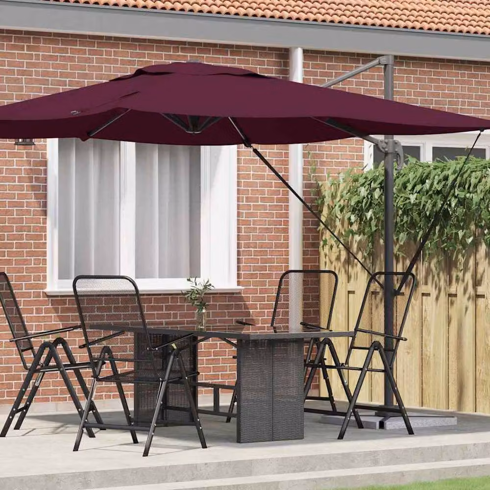 Berkfield Home Roma Cantilever Garden Parasol in Bordeaux Red, Aluminium, W/D/H: 286 x 285 x 265 cm – 2