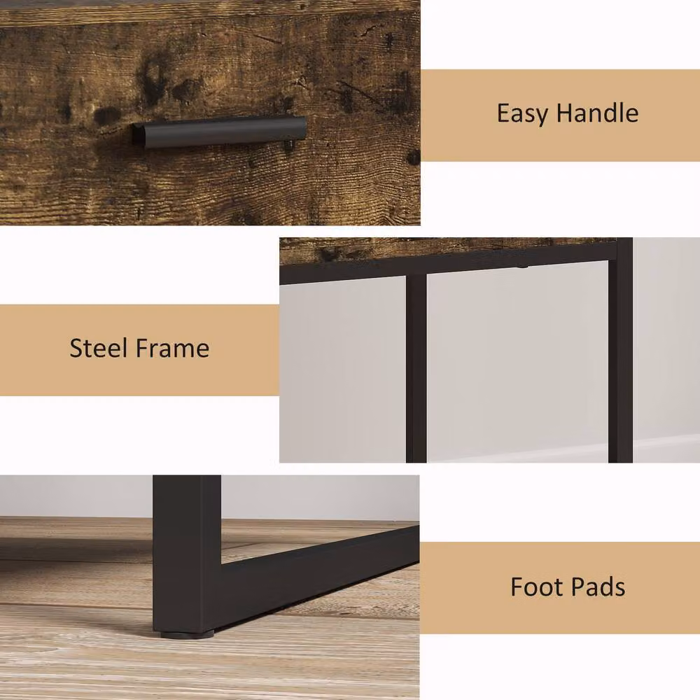 STILVORA Bedside Table with Drawer and Shelf in Rustic Brown, W/D/H: 40 x 40 x 60 cm – 6