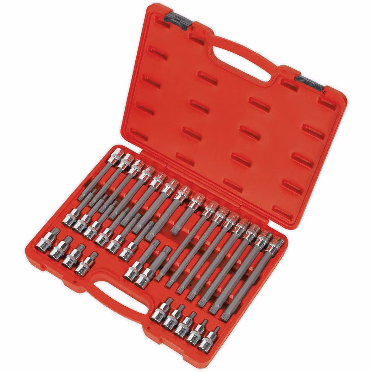 Loops 32pc RIBE Star Short and Long Socket Bit Set, 1/2 inch Square Drive, Chrome Vanadium Steel, Silver and Multicolour – 2