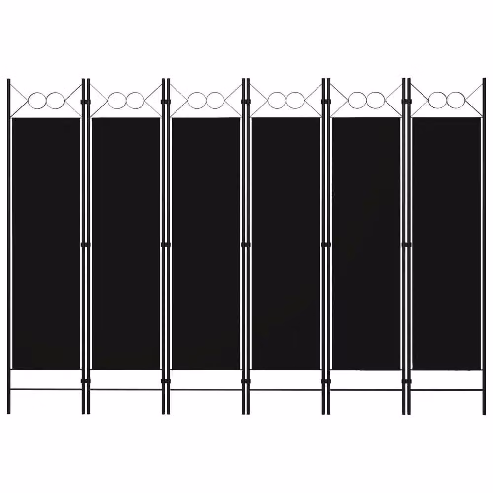 Berkfield Home 6-Panel Metal Room Divider in Black, H 180 cm x W 240 cm – 2
