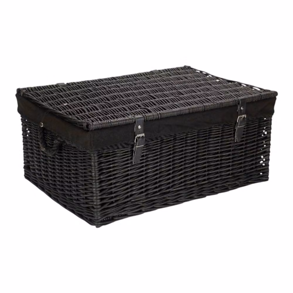 Red Hamper Picnic Basket with Black Wicker and Black Cotton Lining, W: 67 cm – 2