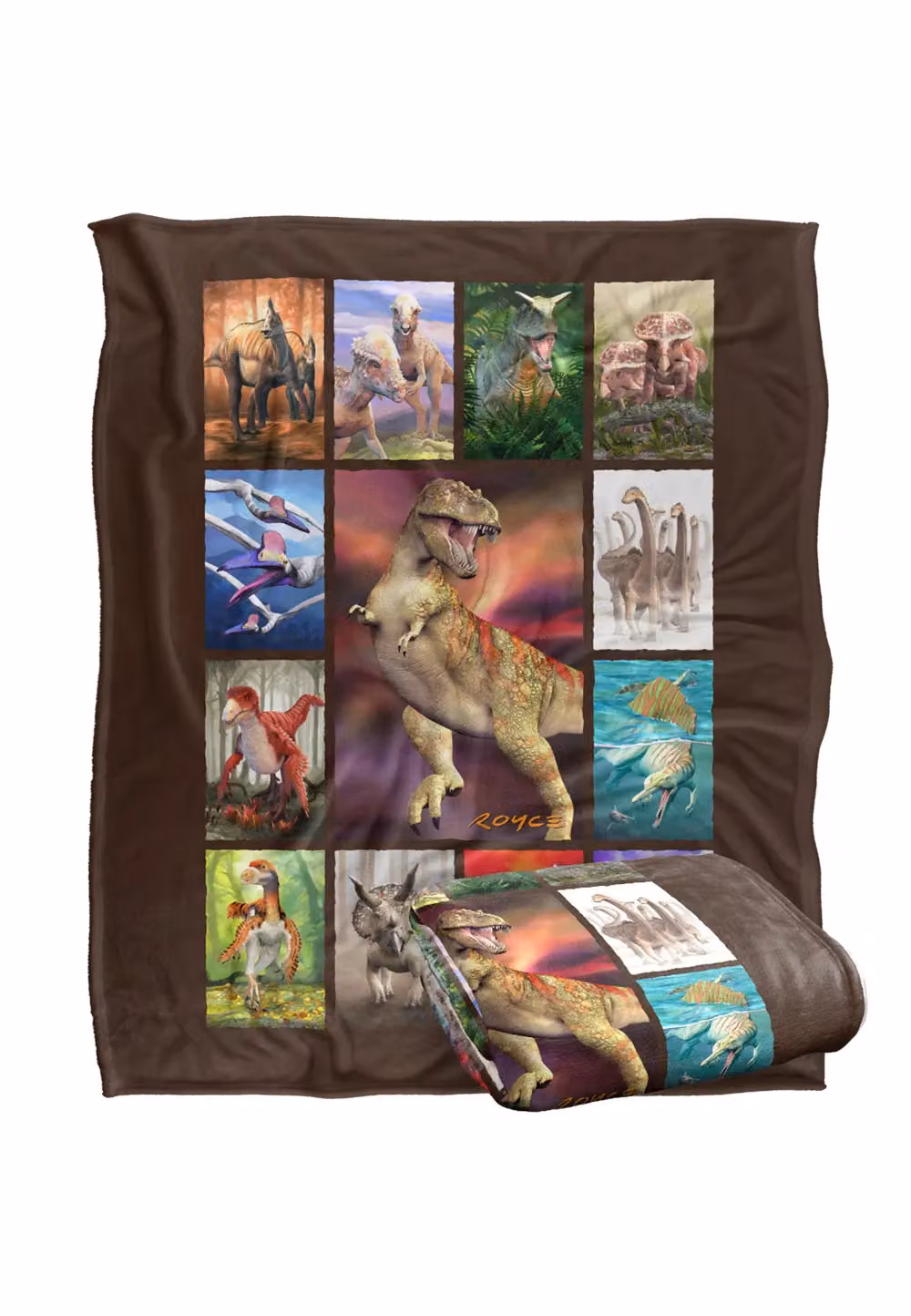JQ Licensing Royce Mcclure Dino Mosaic Silky Touch Super Soft Fleece Throw Blanket in White, W/D/H: 152 x 127 cm – 6
