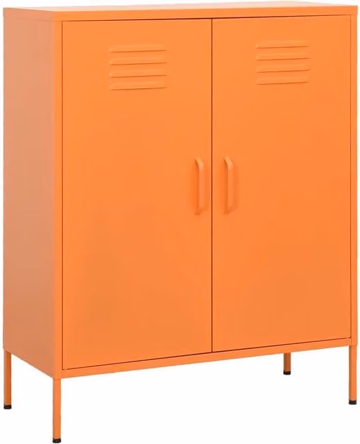 Berkfield Home Freestanding Steel Storage Cabinet in Matt Orange, W/D/H: 80 x 35 x 101.5 cm