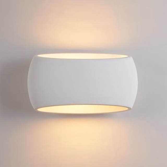 Harper Living Modern White Wall Sconce Lamp with Oval Ceramic Shade and Plaster Finish, Length: 30 cm – 1