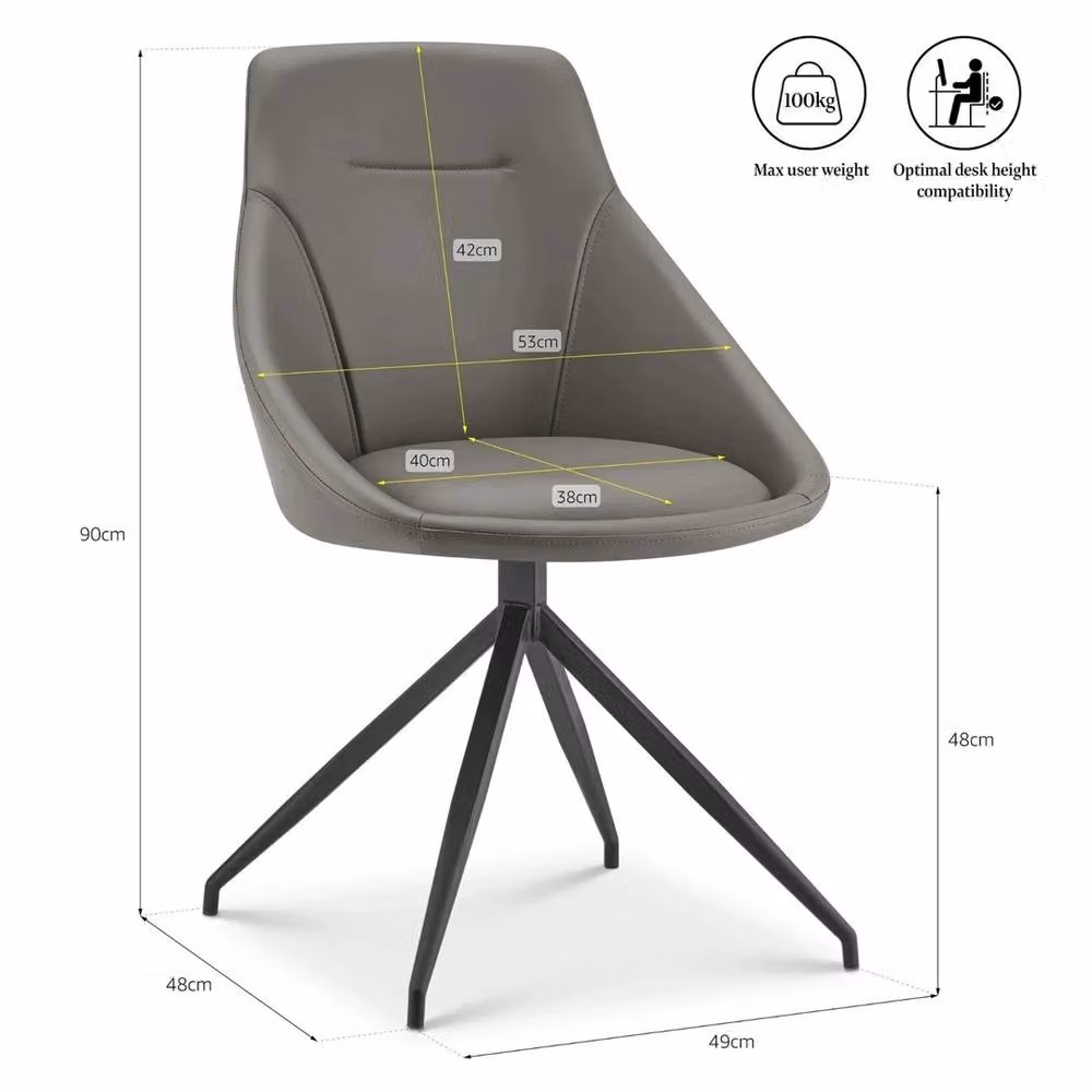 VOGREX Black and Grey Faux Leather Swivel 360 Office Chair