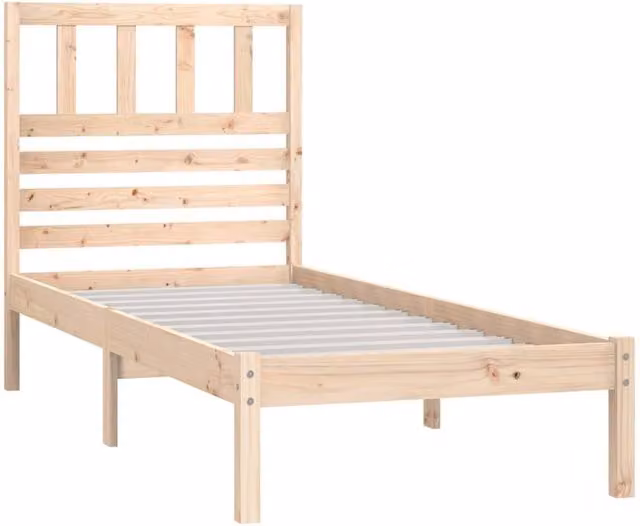 Berkfield Home Beautiful Solid Wood Pine Bed Frame, Beige, W/D/H: 90 x 200 cm