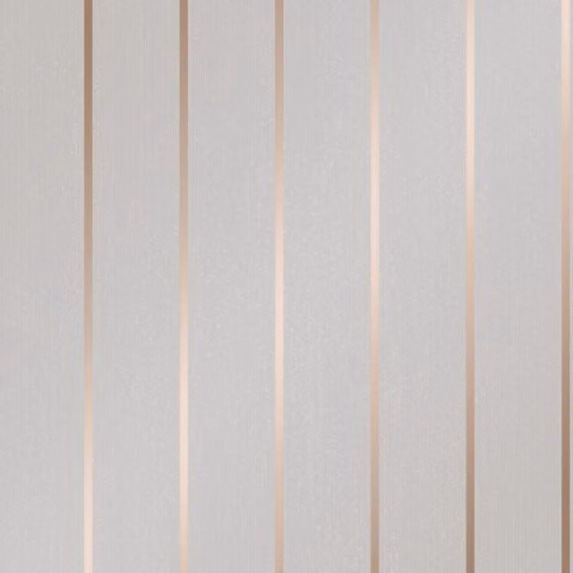 I Love Wallpaper Stripe Panel Rose Wallpaper in Soft Grey and Rose Gold, Width: 33 cm