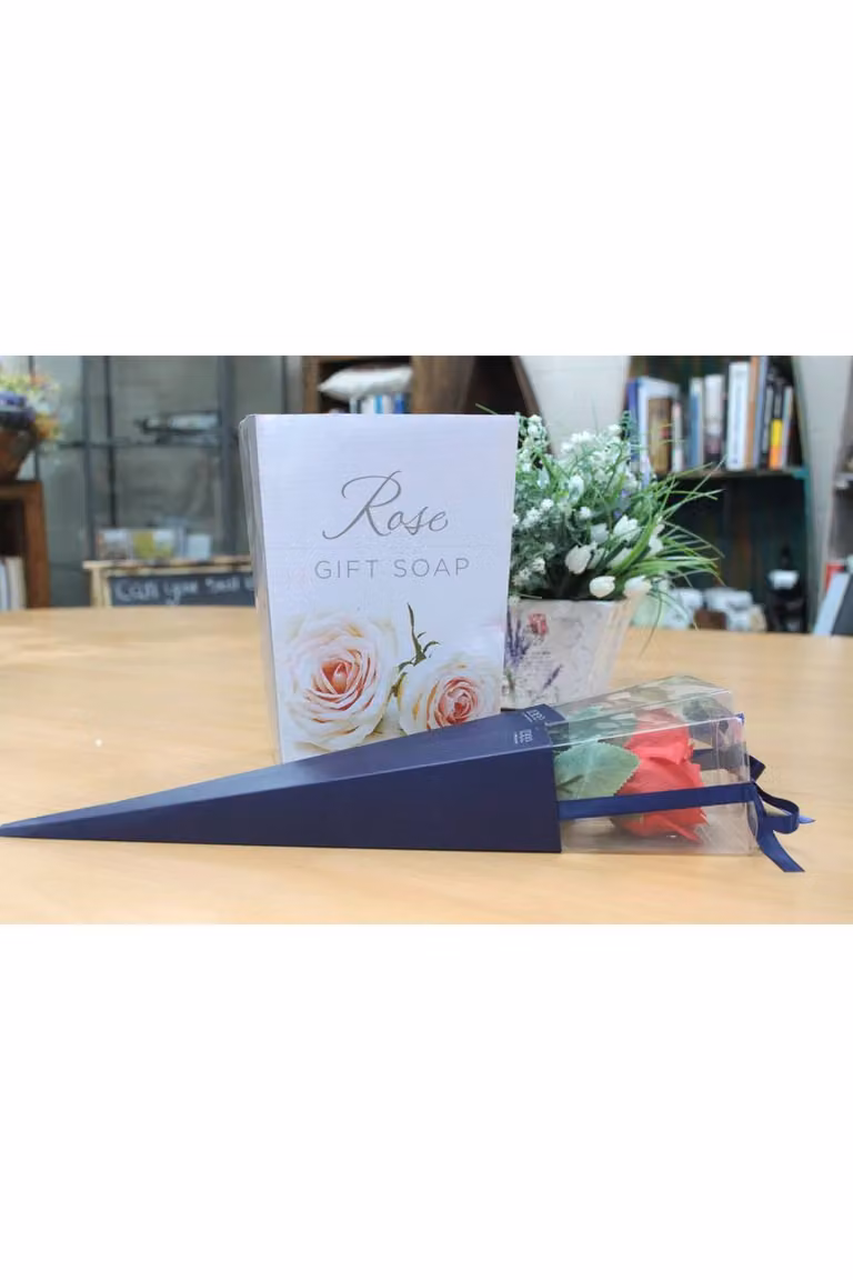 KDMD Elegant Single Rose Tabletop Display Stand in White