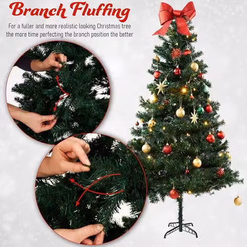 Deco Express Realistic Artificial Green Spruce Christmas Tree with Stand, H: 150 cm, W: 25.4 cm, D: 25.4 cm – 5