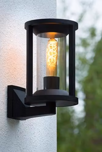 Lucide Cadix Dimmable Modern Outdoor Wall Light, Black, IP65, E27 – 3