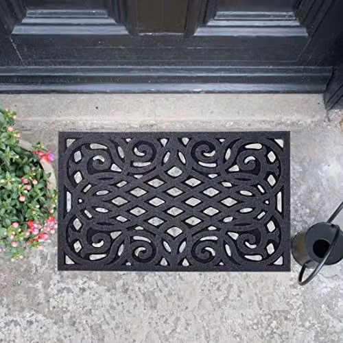 Nicoman Heavy Duty Outdoor Rubber Doormat in Grey, W/D/H: 60 x 40 x 1 cm – 10