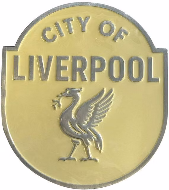 Rock Off City Of Liverpool Emblem Round Metallic Silver Fridge Magnet