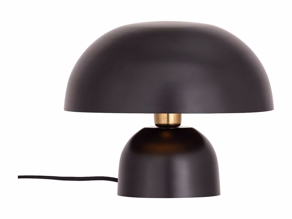 Vente-unique Sidney Mushroom Metal Table Lamp in Black and Gold/Brass, D: 31 cm, H: 25 cm – 2