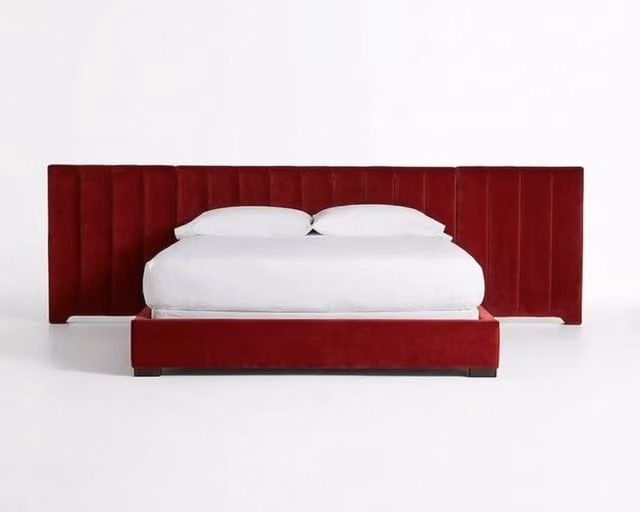 Stratus Interiors Raphael Extra Wide Velvet Upholstered Ottoman Bed with Gas Lift Headboard in Red, Small Double (W: 120 cm, L: 200 cm) – 1