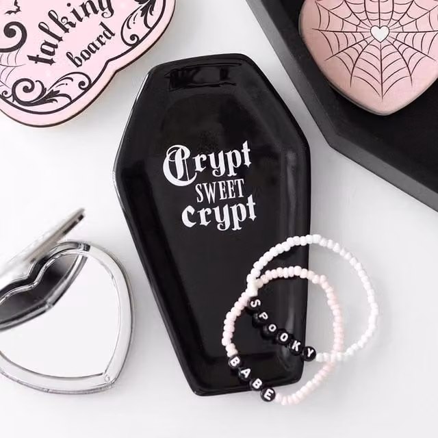 Uniqueful Crypt Sweet Crypt Coffin Ceramic Trinket Tray in Black