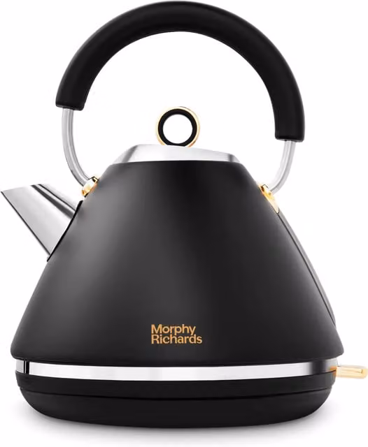 Morphy Richards Accents Pyramid Kettle in Black and Gold with Limescale Filter