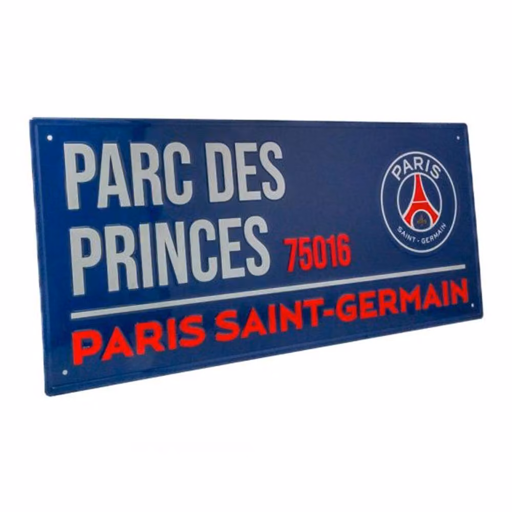Paris Saint Germain FC Parc Des Princes 75016 Rectangular Metal Street Sign in Dark Blue – 2