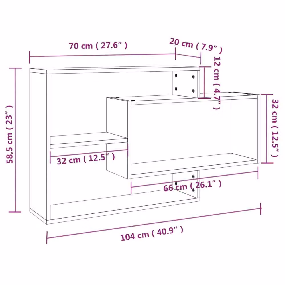 Berkfield Home Wall Mounted Smoked Oak Shelf in Brown, W/D/H: 104 x 20 x 58.5 cm – 4