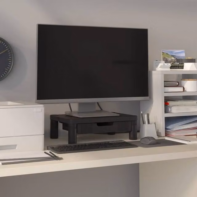 Berkfield Home Monitor Stand in Black, W/D/H: 43 x 30.5 x 13 cm – 1
