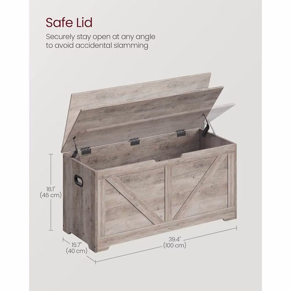VASAGLE Large Farmhouse Storage Bench and Blanket Box with Soft-Close Lid in Fawn Brown and Beige – 2