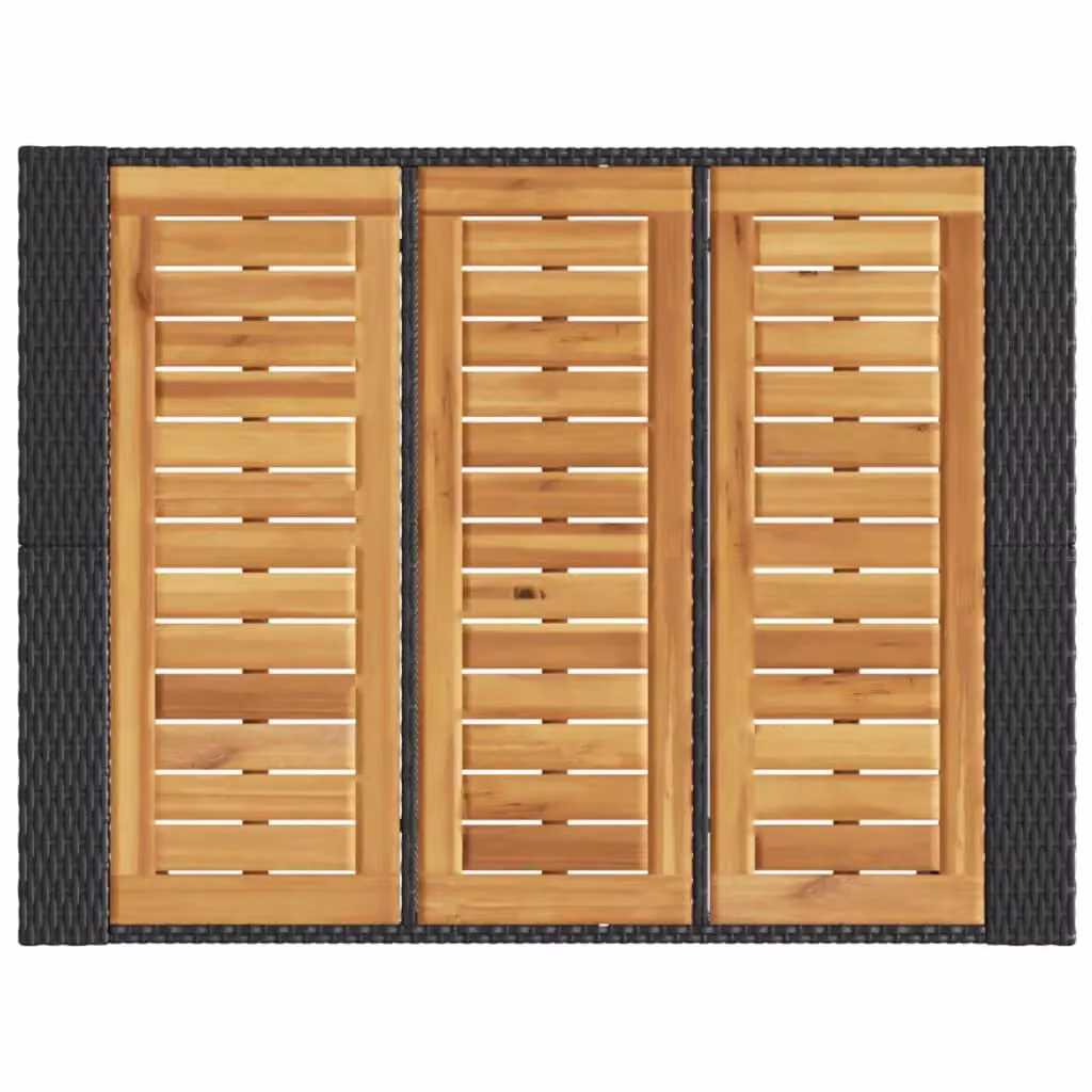Berkfield Home Garden Bar Table with Black Poly Rattan and Acacia Wood Top, W/D/H: 105 x 80 x 110 cm – 6