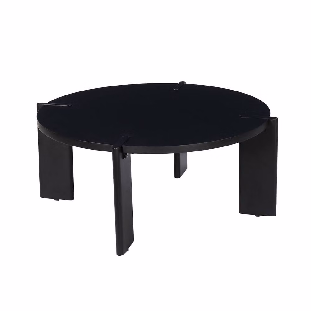 sweeek Exotic Round Solid Wood Coffee Table in Black – 2