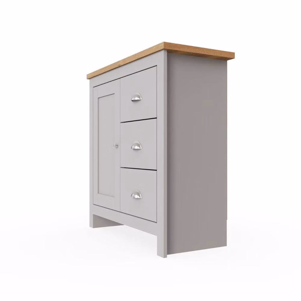 Timber Art Design Lisbon 1 Door 3 Drawer Oak Sideboard in Light Grey – 2