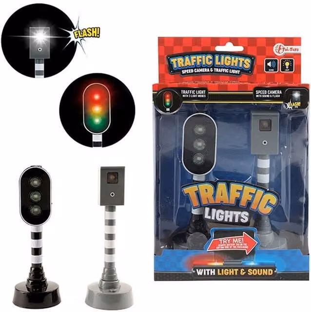 UMKYTOYS Kids Speed Camera and Toy Traffic Lights in Grey