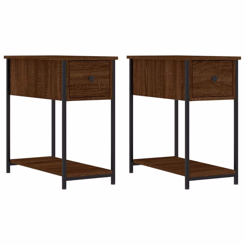 Berkfield Home Durable Bedside Cabinets, 2 Piece Set in Brown Oak, W/D/H: 30 x 60 x 60 cm – 3