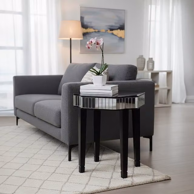 Premier Housewares Clavier Square Side Table, Black, W/D/H: 60 x 51 x 51 cm – 1