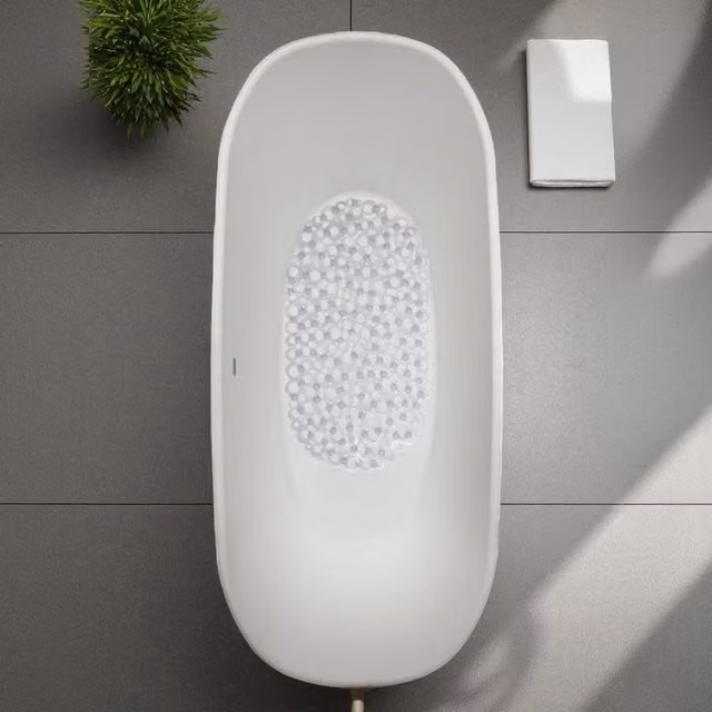 Showerdrape Otto Anti Slip PVC Bath Mat in Blue and Transparent, W: 69 cm, D: 36 cm