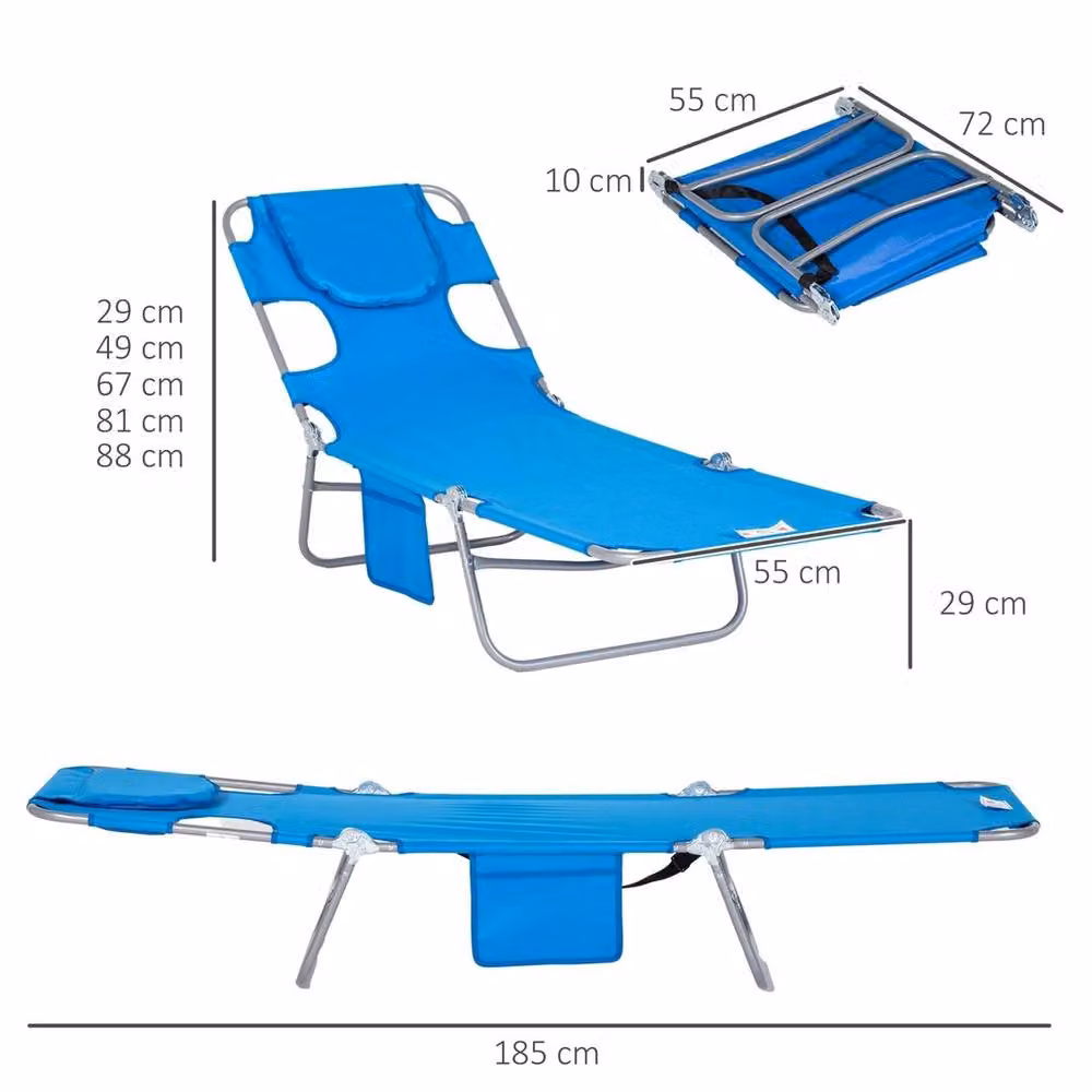 EONLION Blue Sun Lounger with Reading Hole and Adjustable Headrest – 2