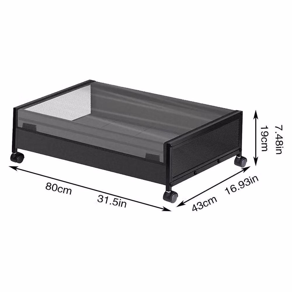 FLAVORA Wheeled Dustproof Under Bed Storage Box with Mesh Lid, Black, W/D/H: 50 x 50 x 50 cm – 2