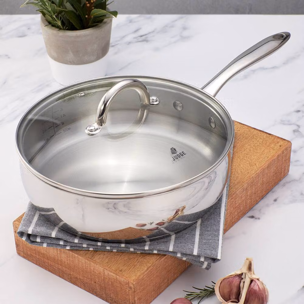 Judge Classic Stainless Steel Saute Pan with Glass Lid, Silver, 24 cm – 2