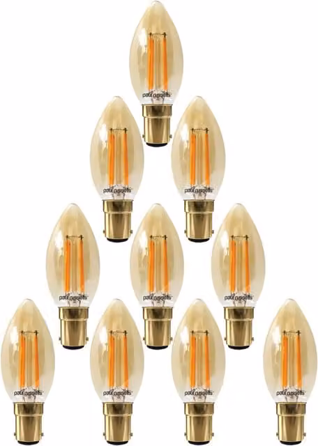 Paul Russells 4.5W LED Filament Candle Bulb, B15, 423lm, Dimmable, 2200K Warm White, Transparent