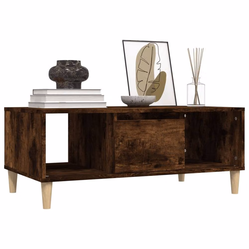 Berkfield Home Decorative Coffee Table in Smoked Oak Brown, W/D/H: 90 x 50 x 36.5 cm – 3