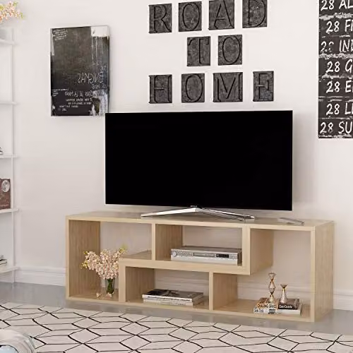 Decorotika Cubicco TV Stand and Media Console in Oak Blue and Brown – 3