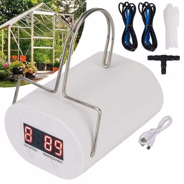 NESTLUNE Automatic Micro Drip Irrigation Kit DIY Watering System with Emitters and Tubing, White – 1