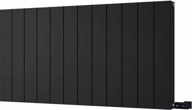Thetford Black Horizontal Double Panel Grooved Electric Radiator with WIFI and Thermostat