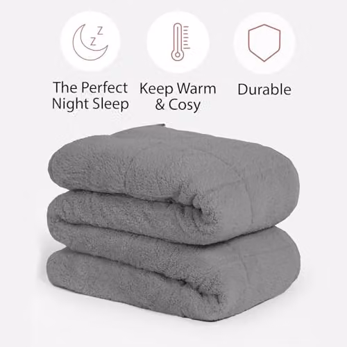 OHS Teddy Fleece Sensory Weighted Blanket, Charcoal Grey, 6kg, W/D/H: 125 x 180 cm – 3