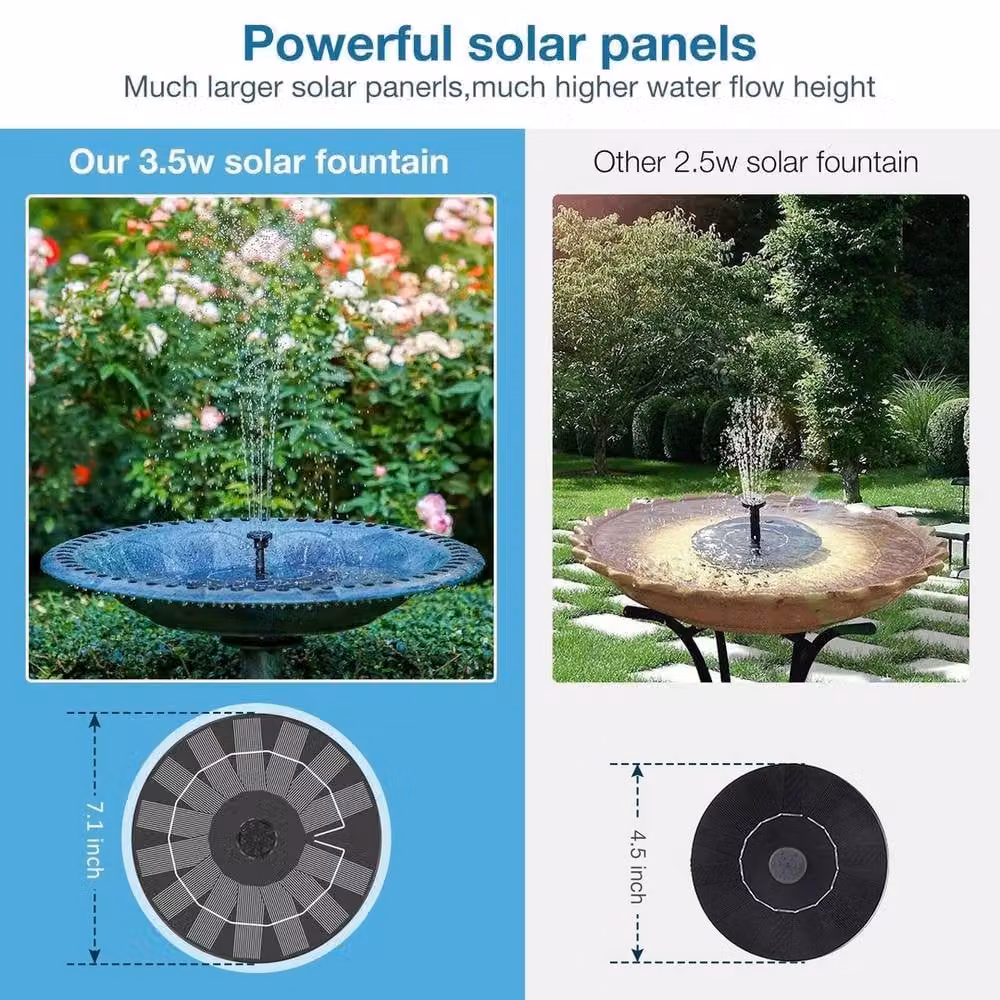 FLAVORA 3.5W Solar Fountain Pump with 6 Nozzles and Rechargeable Battery in Black – 2