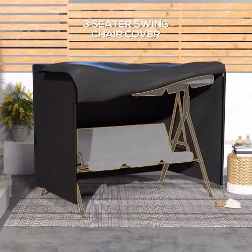 Outsunny 3 Seater Patio Swing Chair Cover, Black, W/D/H: 205 x 124 x 164 cm – 4